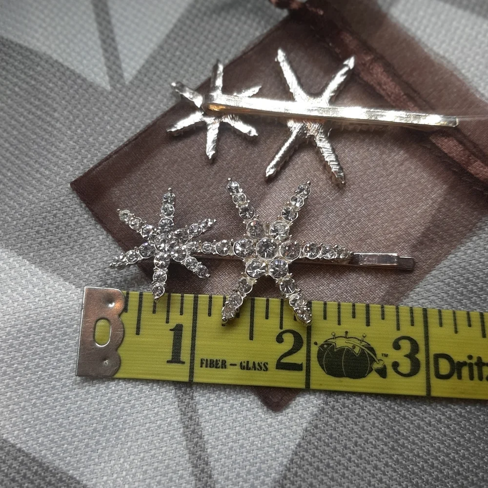 Rhinestone And Gold Star Hair Pins NWOT